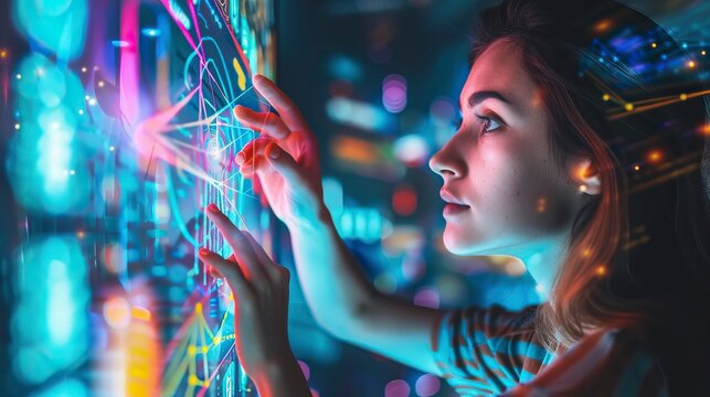 Artist woman using AI Art Assistant to generate image