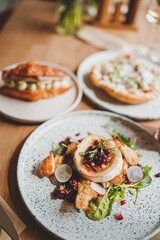 A delightful collection showcasing desserts, Asian cuisine, breakfast and brunch dishes, and coffee. Enjoy the visual feast of gourmet sweets, exotic Asian flavors, hearty breakfast plates, and artisa