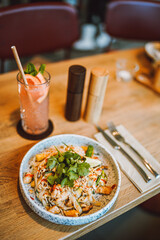 A delightful collection showcasing desserts, Asian cuisine, breakfast and brunch dishes, and coffee. Enjoy the visual feast of gourmet sweets, exotic Asian flavors, hearty breakfast plates, and artisa