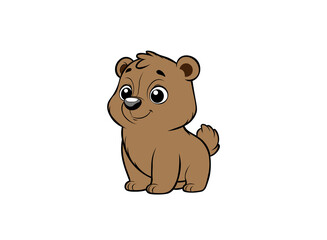 Vector illustration of a cartoon bear cub with a smile on a white background