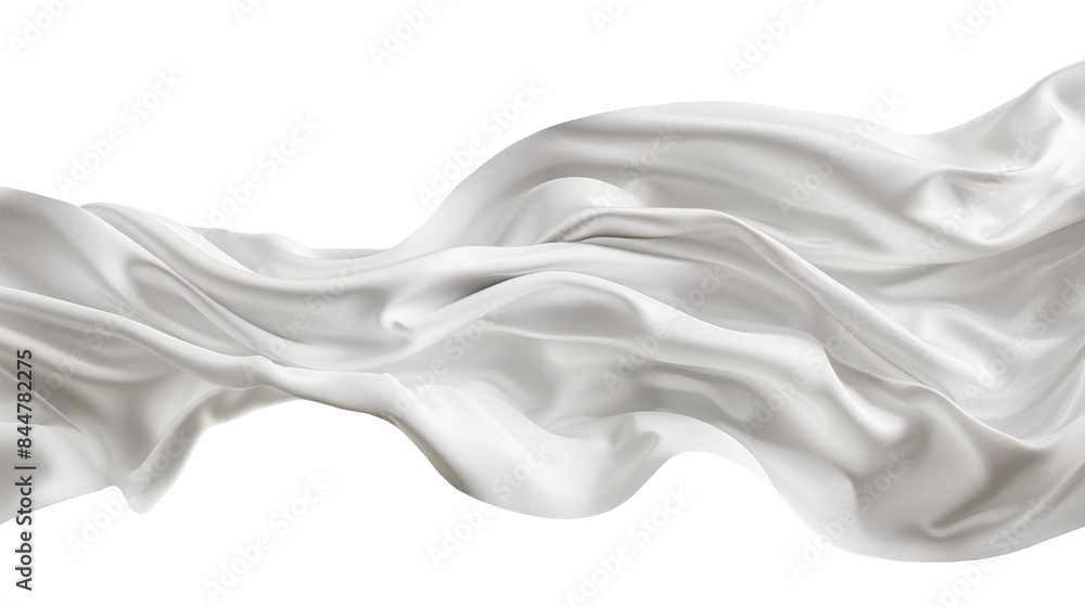 Poster satin smooth fabric of white color isolated on a transparent background. design element, abstract ba