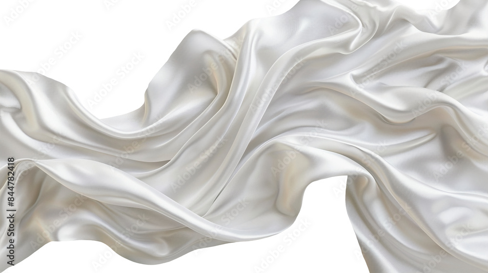 Poster satin smooth fabric of white color isolated on a transparent background. design element, abstract ba