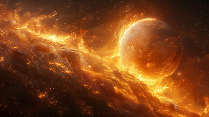 Obraz premium The sun from space on a dark background. Elements of this image are furnished. High-quality photo