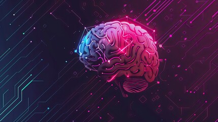 Artificial Intelligence concept. Creative brain concept background. Vector science illustration, brain drawing
