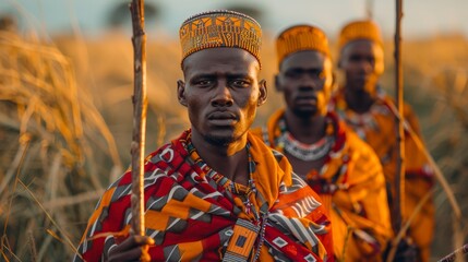 Obraz premium african tribesmen in traditional clothing
