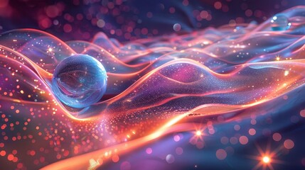 A blue and orange wave with a lot of bubbles