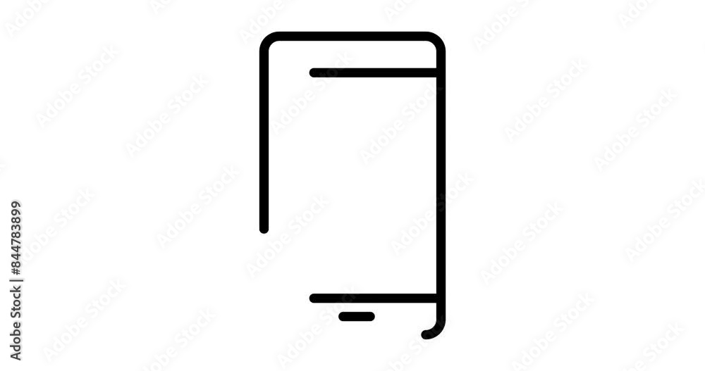 Poster smartphone animated outline icon with alpha channel. smartphone 4k motion design animation for web, 
