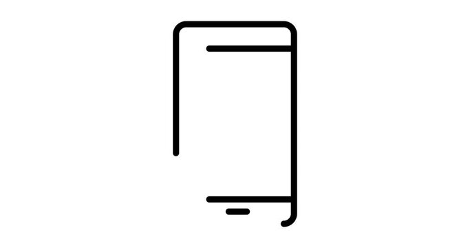 Smartphone animated outline icon with alpha channel. Smartphone 4k motion design animation for web, mobile and ui design
