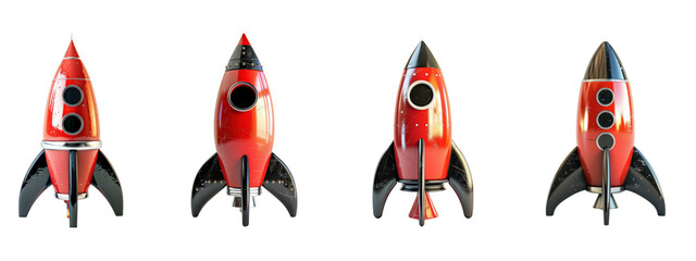 A rocket isolated on white transparent background, PNG File. Perfect for clipart
