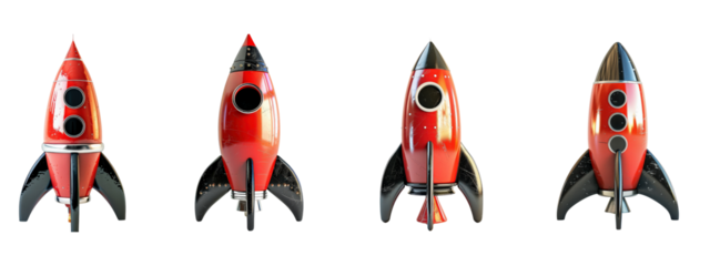 A rocket isolated on white transparent background, PNG File. Perfect for clipart