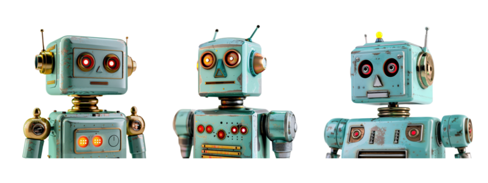 A robot isolated on white transparent background, PNG File. Perfect for clipart