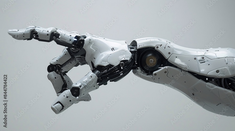 Aufkleber futuristic robotic hand with advanced technology and precision engineering in a minimalist setting