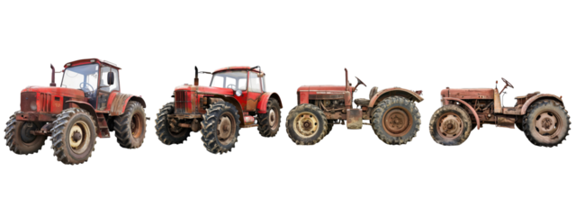 A tractor isolated on white transparent background, PNG File. Perfect for clipart