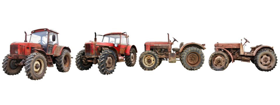 A tractor isolated on white transparent background, PNG File. Perfect for clipart