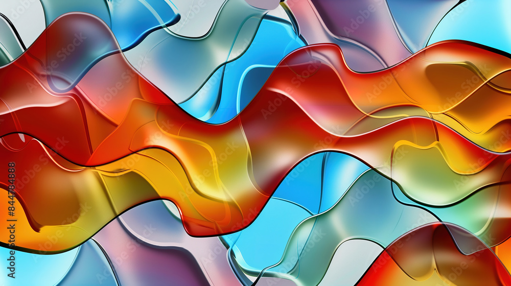 Poster vibrant abstract wave multicolor with smooth and glossy background