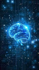 Obraz premium Artificial intelligence. Technology web background. Virtual concept, brain drawing