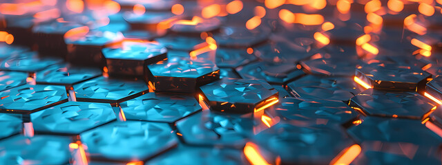 Obraz premium Hexagonal Grid: A Study in Light and Shadow