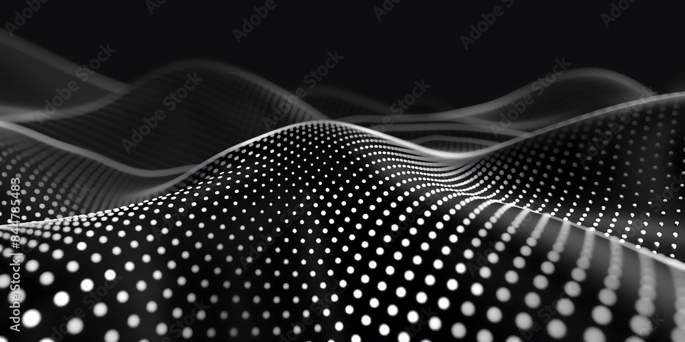 Poster particles dynamic wave. big data connection technology