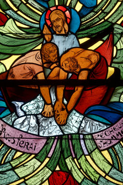 Bible : The miraculous catch of fish. Bible : La p&ecirc;che miraculeuse. Annecy - France