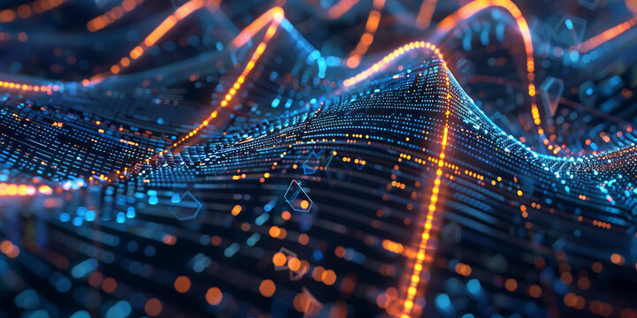 Digital binary waves. Big data transmission