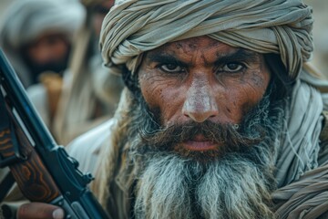 Fototapeta premium an afghan man with a beard and turban