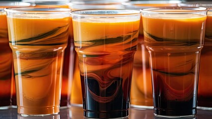 Thai tea, tall, plastic glass, no cover