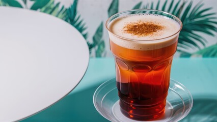 Thai tea, tall, plastic glass, no cover