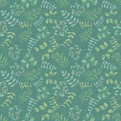 A background consisting of leaves of different shapes. Seamless pattern of leaves of various shapes.