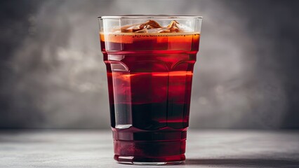 Thai tea, tall, plastic glass, no cover