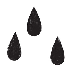 Drops in linocut style. Vector illustration.