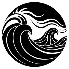 Ocean wave silhouette vector illustration