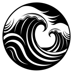 Ocean wave silhouette vector illustration