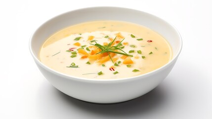 bowl of vegetable soup on white