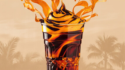 Thai tea, tall, plastic glass, no cover