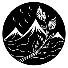 Mountain view tree vector illustration