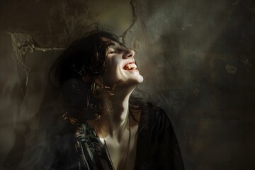 Fototapeta premium Enigmatic and Captivating Shadowy Figure in Chiaroscuro Inspired Photographic Style