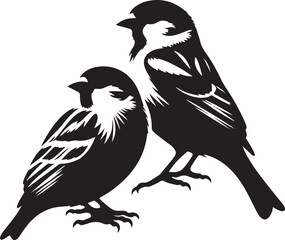 Beautiful bird couple sparrow vector.