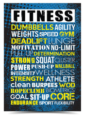 Fitness training motivation sport word cloud tag concept wallpaper