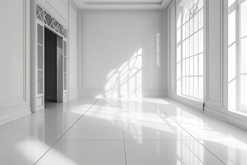 Obraz premium Empty white room interior with clean lines