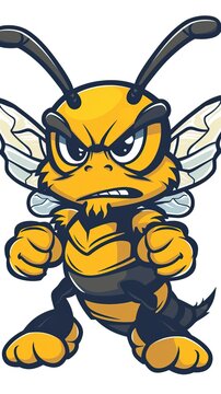 recommend clip art: Angry hornet, wasp, or bee mascot clip art. Vector illustration with simple gradient