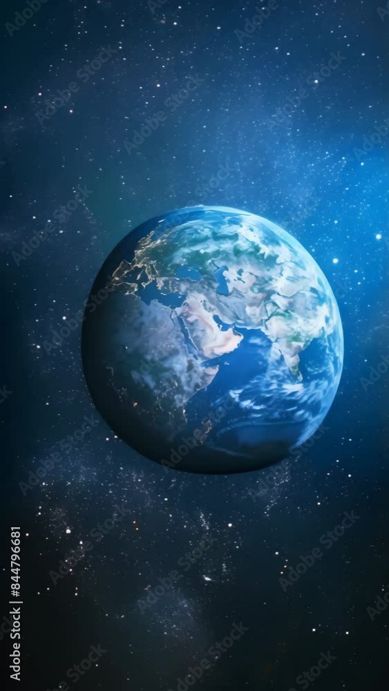 Poster earth in outer space with illuminated cities and visible continents. high-resolution digital artwork