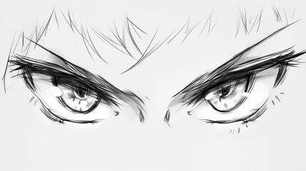 Fototapeta premium Angry anime eyes sketch 