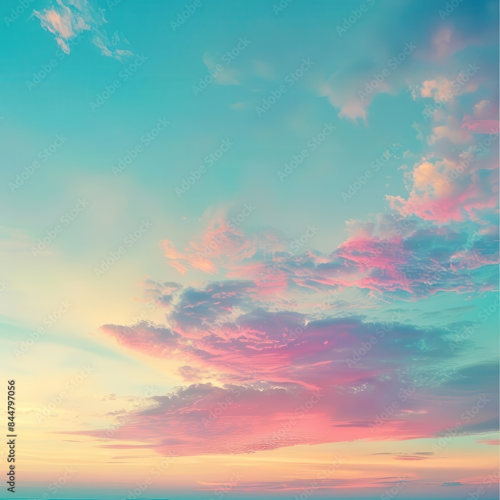Aufkleber soft transitions create a pastel gradient sky background with gentle hues.