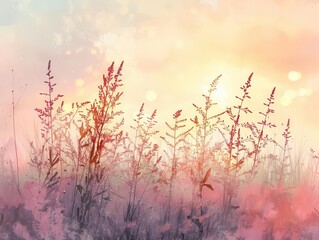 Fototapeta premium Pastel gradient summer scene with soft colors