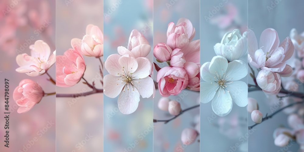 Poster the painting displayed a beautiful array of light pastel colors in a dreamy palette, creating a sere