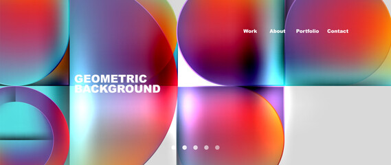 Naklejka premium Bright colorful squares with round elements minimal geometric background. Vector Illustration For Wallpaper, Banner, Background, Card, Book Illustration, landing page
