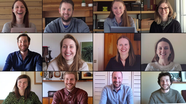 Digital Connection: Vibrant Zoom Meeting with 16 Smiling Participants 