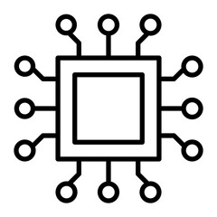 Processor Vector Line Icon