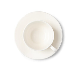 Empty coffee cup isolated on white, top view