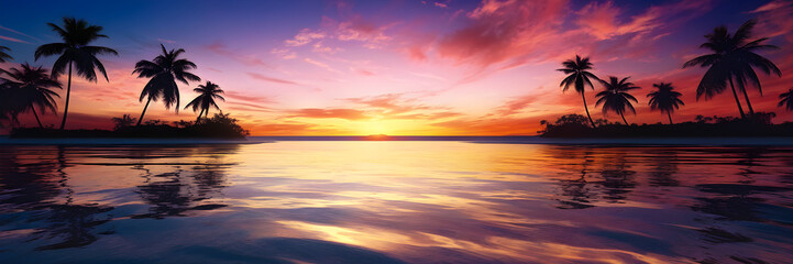 Nature Sunset Beach Web Banner Background, Web Cover Image, Footer Image
